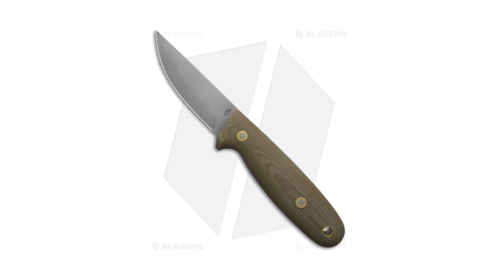 Battle Horse Knives Sisu Fixed Blade Knife, 3.50in, O1, Normal Blade, Micarta Green Handle, Steel/Green, 8.25in, BHQ-198254