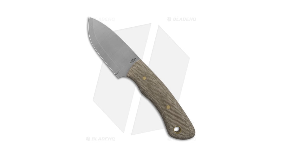 Battle Horse Knives Slug Fixed Blade Knife, 2.50in, O1, Drop Point Blade, Micarta Green Handle, Steel/Green, 6.70in, BHQ-198232