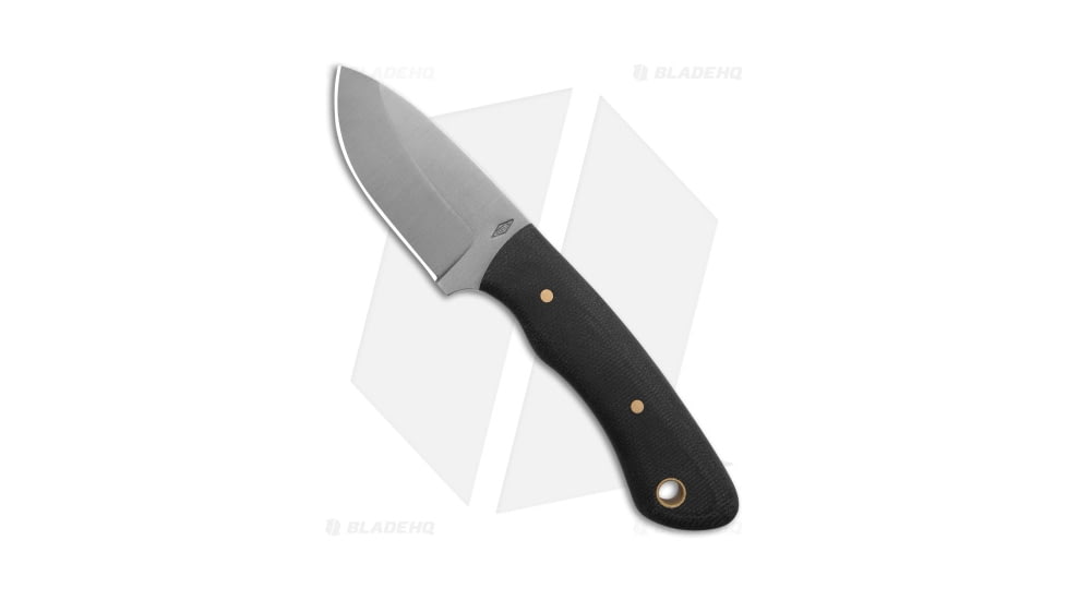 Battle Horse Knives Slug Fixed Blade Knife, 2.80in, O1, Drop Point Blade, Micarta Black Handle, Steel/Black, 6.68in, BHQ-198228