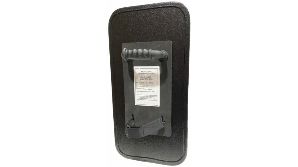 Battle Steel Ballistic Shield, Level IIIA+, 12x24, Shooters Cut, Black, BS-1224IIIAplus