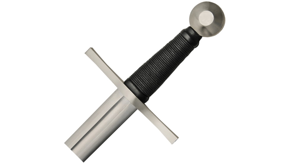 Battle Tested Broad Sword, 36.75in Overall, 29.5in Satin Double Edge Carbon Steel Blade, Black Cord Wrapped Handle, SS Guard And Pommel, Black Synthetic Scabbard, Black, BT2701