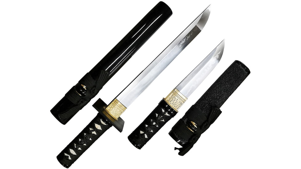 BattleBlades Shinobi Tanto &amp; Waki Knife Set, 1095HC Steel, 17.13in Waki w/ 11.63in Blade, 10.63in Tanto w/ 6.5in Blade, Rayskin Handles, BB-SSSET