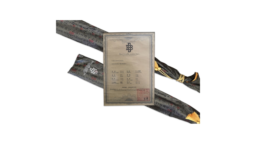 BattleBlades Yokai Oni Katana, 41.1in Overall, 28.1in T10 High-Speed Tool Steel Blade, 2.47lb, BB-YOK