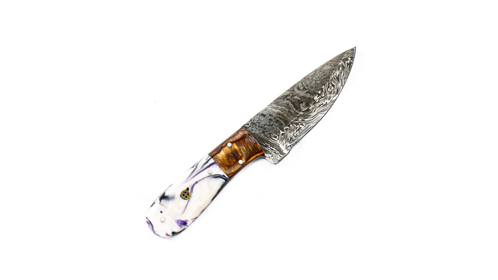 Battling Blades Copy Of Blue And Red Skinner Skinning Knife, High Carbon Damascus Steel Blade, 9in, 7004819423404
