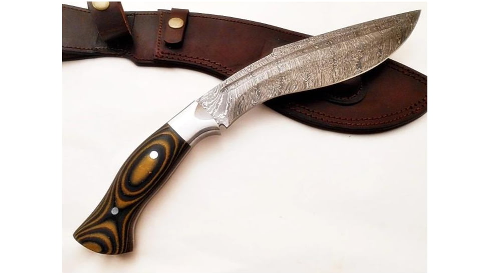 Battling Blades Gurkha Kukri Machete Handmade High Carbon Damascus Steel Sword, 14in, 642131230754