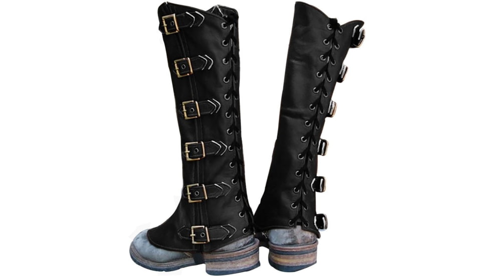 Battling Blades Medieval Vintage Steampunk Viking Armor Half Chaps Lace Up Buckle Shoes Boots, Leather, 7353671647404