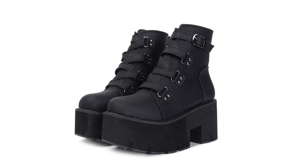 Battling Blades Platform Ankle Boots, Rubber Sole, 7534232076460