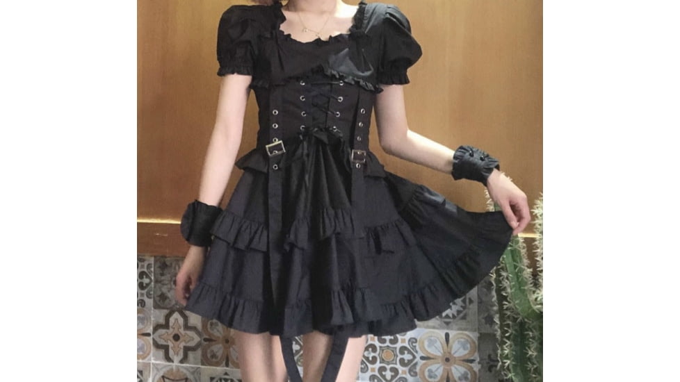 Battling Blades Raven Enchantment Victorian Bandage Gothic Dress EA58660A, 7676703539372