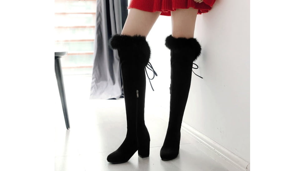 Battling Blades Zip Lined Winter Long Boots, Fur, 7536679452844