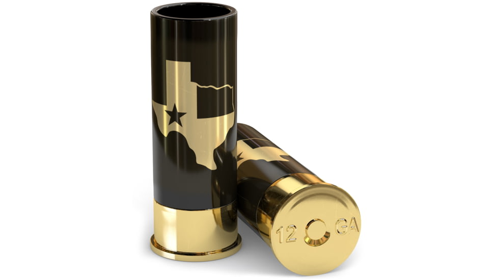 Old Southern Brass 12 Gauge Texas Flag Shot Glasses, Set of 4, Black/Gold, 2 oz, OSB-12GSG-TEX