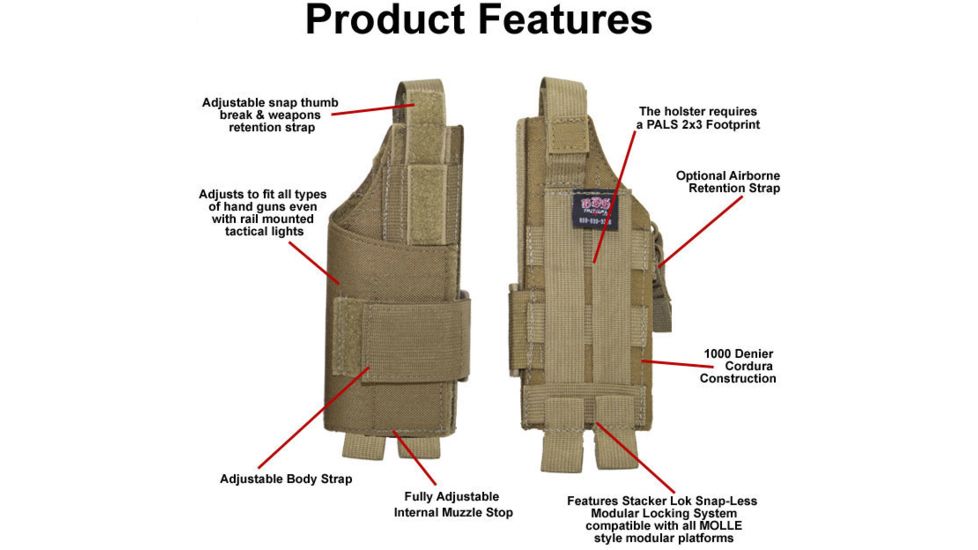 BDS Tactical Modular Universal Holster, Left Hand, Coyote BDS MUHL DT