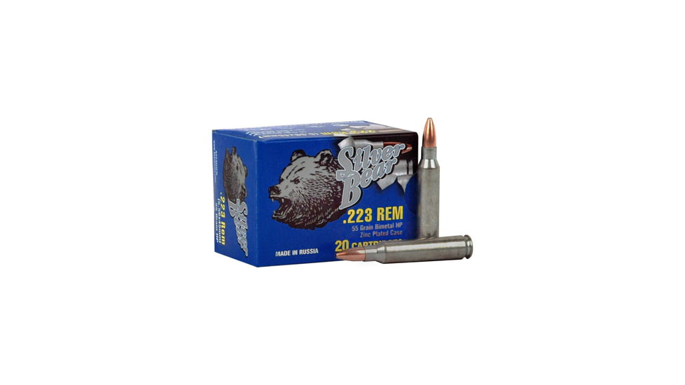 Bear Ammunition Silver Bear .223 Remington 55gr. Hp Zinc Plated 20-pack
