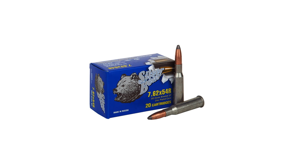 Bear Ammunition Silver Bear 7.62x54r 203gr. Sp Soft-point Zinc Plated 20-pack