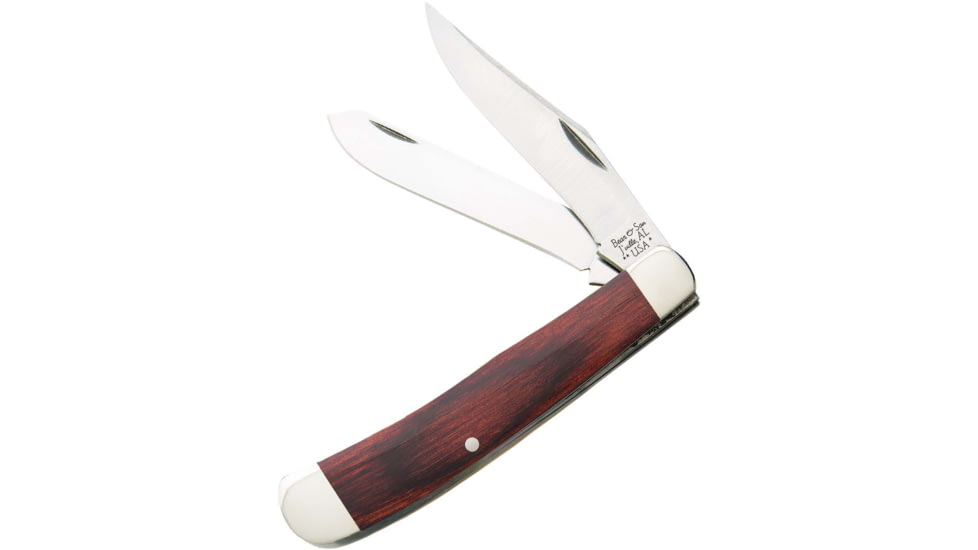 Bear and Son Knives 2 Blade Trapper Folding Knife, 3.13in, High Carbon Stainless Steel, Rosewood Handle, 254R