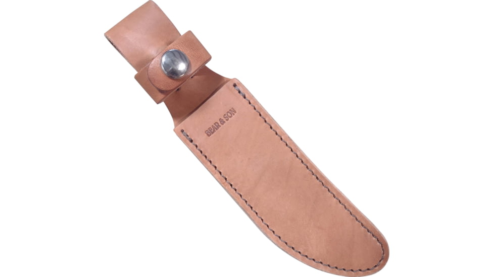 Bear and Son Knives Fingergroove Skinner Fixed Blade Knife, 4.38in, 440 Stainless Steel, Skinner, Genuine India Stag Bone Handle w/Leather Sheath, 577