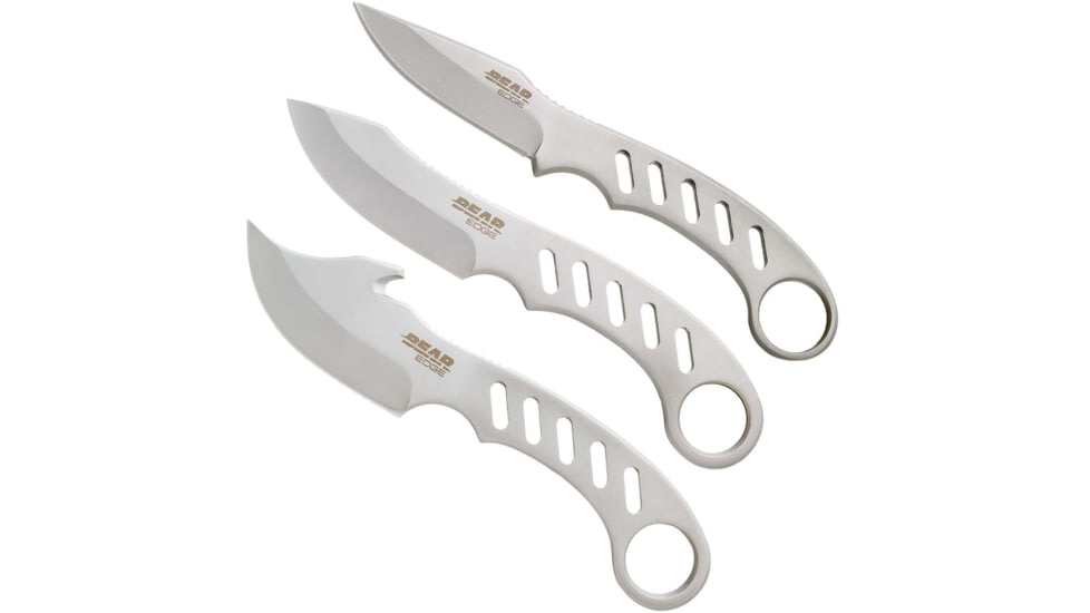 Bear Edge 3-Piece Game Set Fixed Blade Knives, 3.25in/3.13in/2.75in, 440 Stainless Steel, 61520