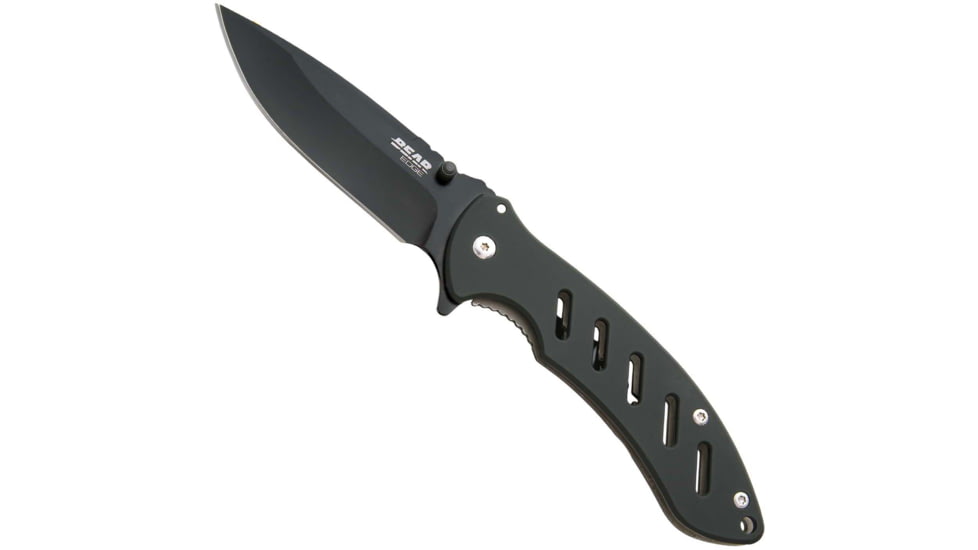 Bear Edge Brisk 1.0 Folding Knife, 3.63in, 440 Stainless Steel, Stainless Steel w/Soft Touch Coating Handle, Black, 61513