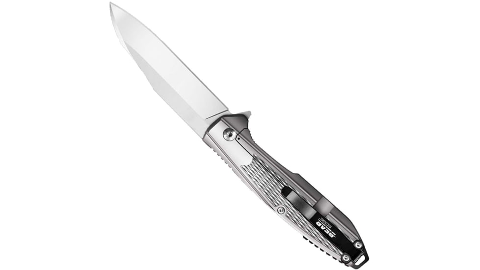 Bear Edge Folding Knife w/Reverse Tanto Blade, 3.25in, 440 Stainless Steel, Tanto, Stainless Steel Handle, 61125