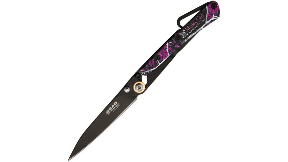 Bear Edge Muddy Girl Framelock Folding Knife, 2.63 black finish stainless blade, Muddy Girl camo G10 handle, 61529