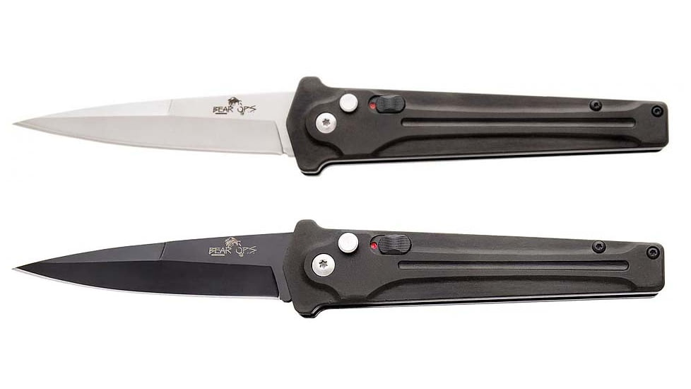 Bear OPS Auto Bold Action III Auto Folding Knife, Bead Blast, Black