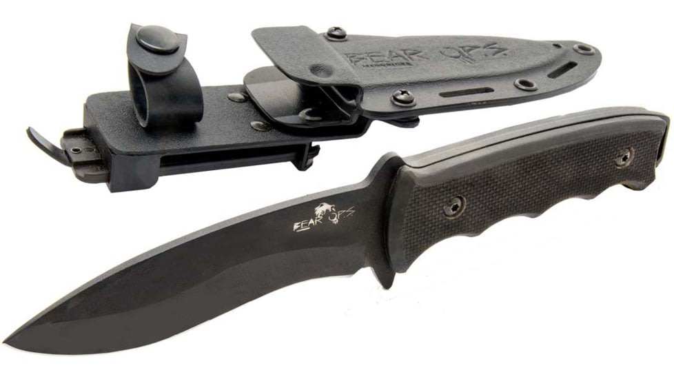Bear OPS Constant Fixed Blade Knife, 4.25in, 1095 Carbon Steel, Black Textured G10/Black Epoxy Coated Handle, CC-200-B4-B