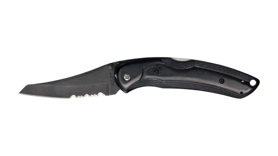 Bear Ops Persuader Fold Knife, partially serrated modified tanto blad, Polished black G-10 handl BC32013