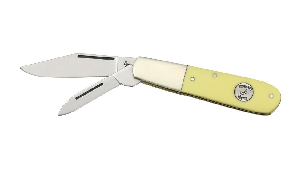Bear &amp; Son Barlow Fold Knife, High polished 1095 Carbon Steel Blade, Smooth yellow Delrin Handle BCC3281
