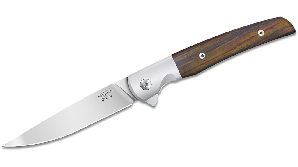 Bear &amp; Son Cutlery 21 Pattern Cocobola Rancher Liner Lock Folding Knife, 3.38in, D2 Steel, Cocobolo Handle, CB21
