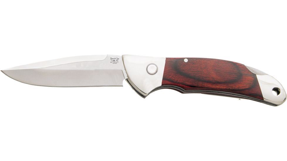 Bear &amp; Son Cutlery 3 3/4 Rosewood Automatic Lockback With Metal Belt Clip - 2A08R