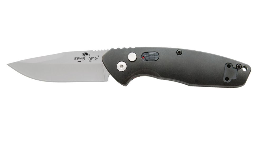 Bear &amp; Son Cutlery 4 1/8 in Auto Bold Action X Black Aluminum W/Bead Blade, Black AC-1000-AlBK-P