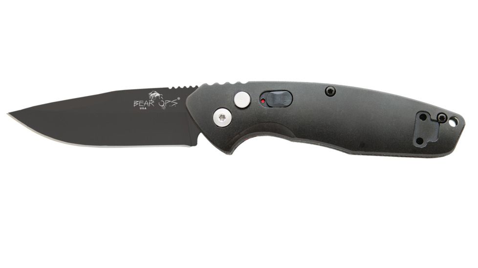 Bear &amp; Son Cutlery 4 1/8 in Auto Bold Action X Black Aluminum W/Black Blade, Black AC-1000-AlBK-B