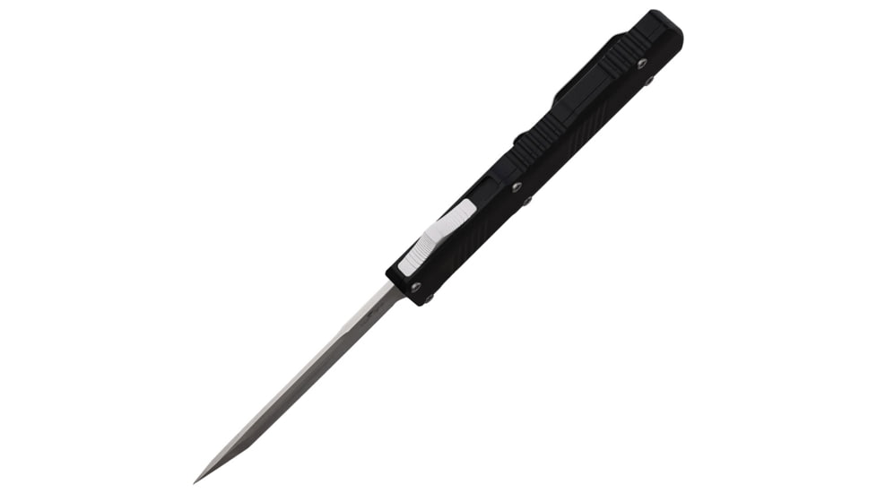 Bear &amp; Son Cutlery OTF Tanto Automatic Folding Knife, 4.75in Closed, 3.5in Satin Stainless Tanto Blade, Black Aluminum Handle, OTF-210-ALBK-S