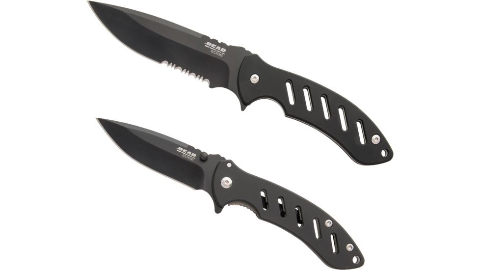 Bear &amp; Son Cutlery Brisk 1.0 Comb Set 4 1/16 Black Folder &amp; 9 3/4 Black Fixed Blade - 71700