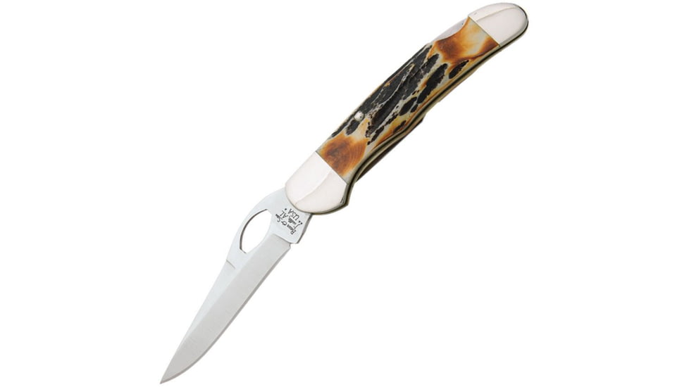 Bear &amp; Son Cutlery Cowhand Folding Knife, 4.38in Closed, 3.38in, High Carbon Stainless Steel, Satin Blade, India Stag Bone Handle, 5150L