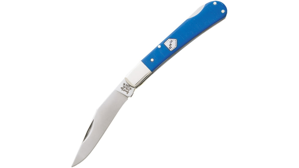 Bear &amp; Son Cutlery Humpback Lock Blue Folding Knife, 2.75in Satin SS Clip Point Blade, Blue G10 Handle, G05HBB