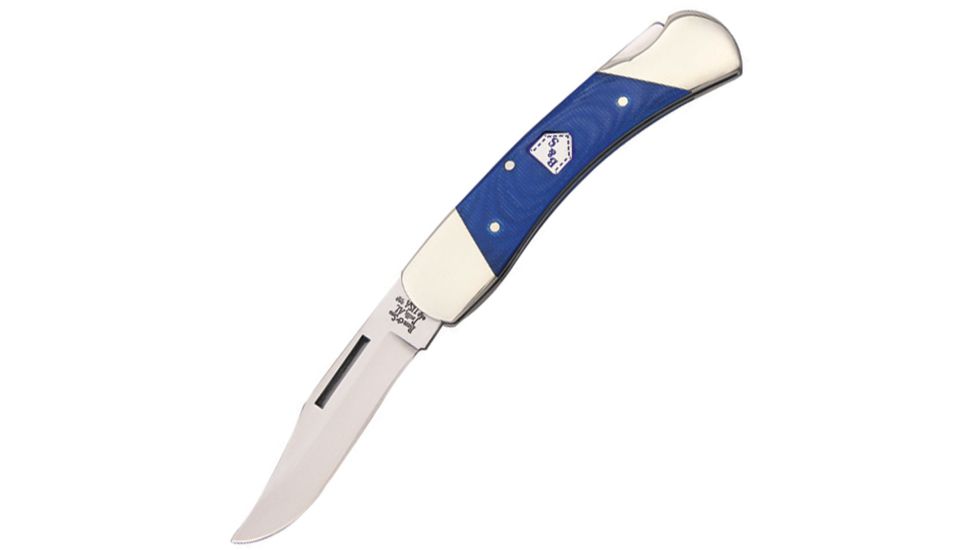 Bear &amp; Son Cutlery Lockback Silver and Blue Knife BCG05B