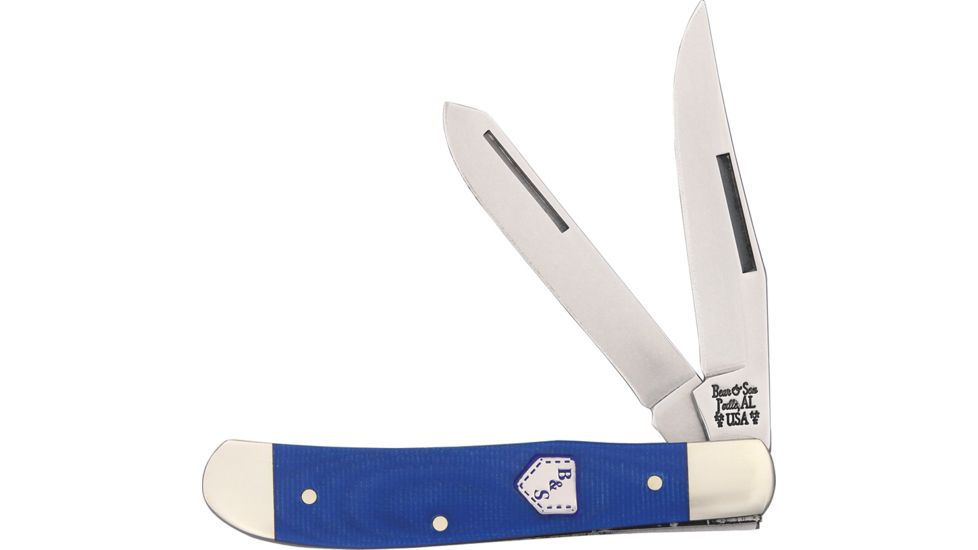 Bear &amp; Son Cutlery Mini Trapper Silver and Blue Knife BCG07B