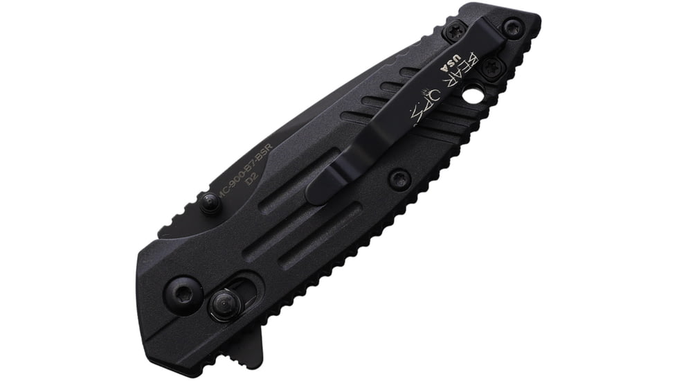 Bear &amp; Son Cutlery Black Zytel Serrated Folding Knife, 3.5in Closed, 2.5in Black Partially Serrated Stainless Steel Blade, Black Zytel Handle, MC-900-B7-BSR