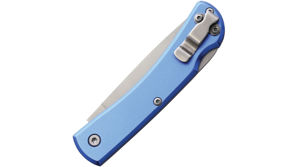 Bear &amp; Son Cutlery Small Farmhand Folding Knife, 3.63in Closed, 2.63in, High Carbon Stainless Steel, Satin Blade, Blue Aluminum Handle, 137LBL