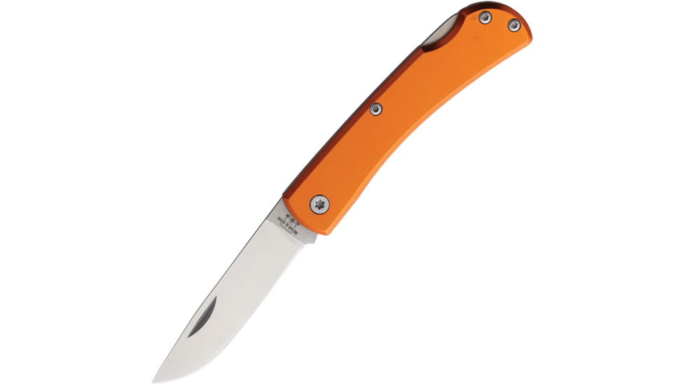 Bear &amp; Son Cutlery Small Farmhand Folding Knife, 3.63in Closed, 2.63in, High Carbon Stainless Steel, Satin Blade, Orange Aluminum Handle, 137LOR
