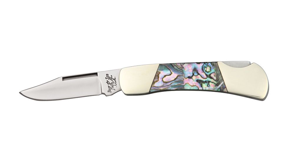 Bear &amp; Son Executive Lockback Fold Knife, SS clip Blade, abalone Handle BCAB26