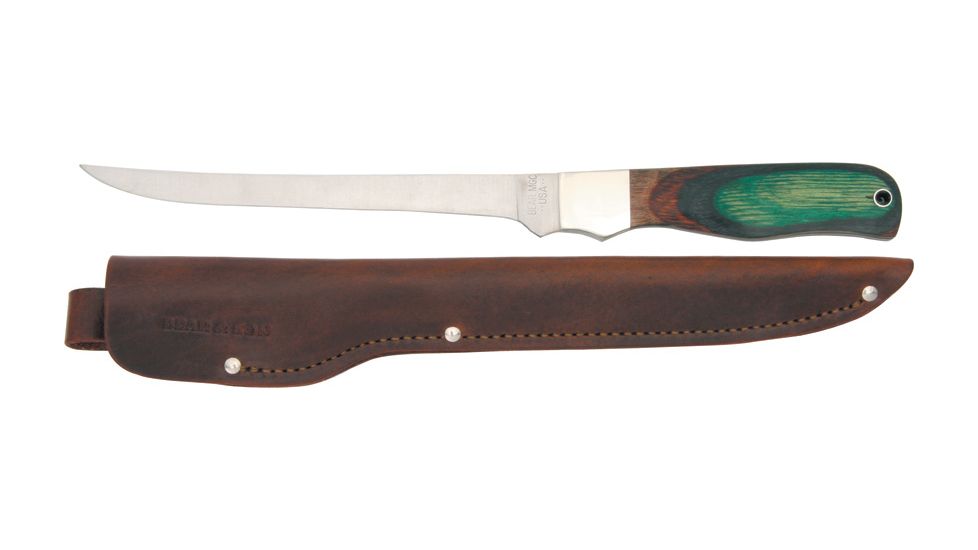 Bear &amp; Son Fillet Camo Wood Fixed Blade Knife BC266CW