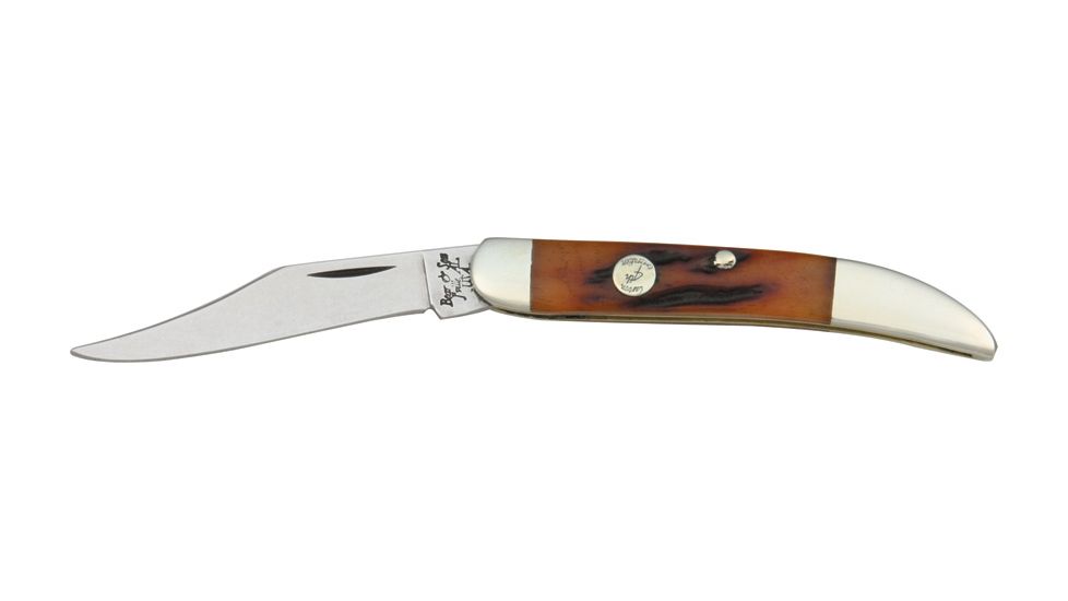 Bear &amp; Son Little Toothpick Fold Knife, High-polished 1095 Carbon Steel, Red Stag Bone Handle BCCRSB1931