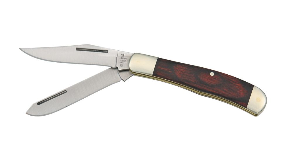 Bear &amp; Son Little Trapper Fold Knife, Twin Blade Knife, Clip and spey Blade, RoseWood Handle BC254