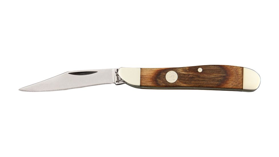Bear &amp; Son Peanut Fold Knife, 1095 Carbon Steel clip Blade, Walnut Handle BCC219
