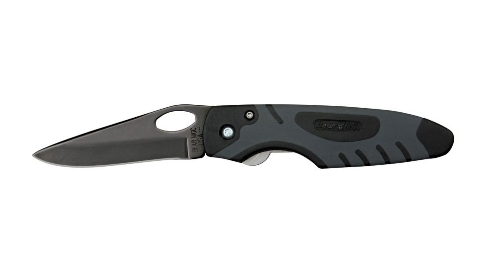 Bear &amp; Son Sideliner Fold Knife, black finish titanium coated standard edge Blade, Black Zytel and Kraton Handle BC7410T