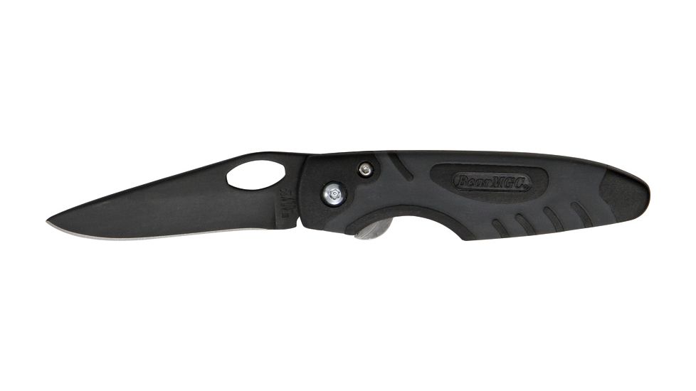 Bear &amp; Son Sideliner Fold Knife, black finished SS Blade, Black Zytel and Kraton Handle BC7404T