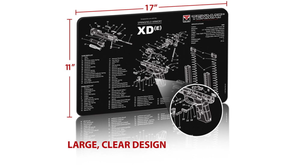 BECK TEK, LLC TEKMAT TEKR17XDE Springfield XDE Handgun Cleaning Mat 11x17x1
