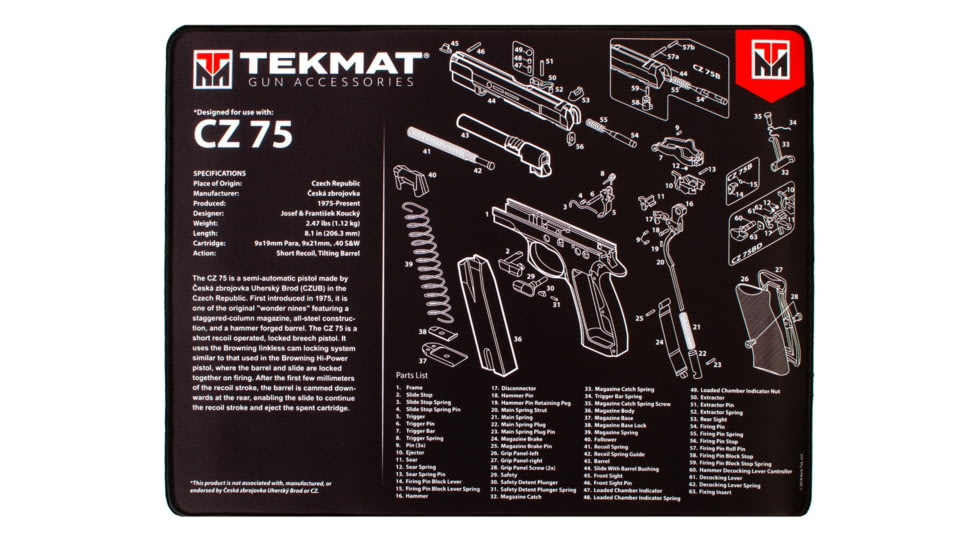 BECK TEK, LLC TEKMAT TEKR20CZ75 CZ-75 Ultra Premium Cleaning Mat Parts Diagram