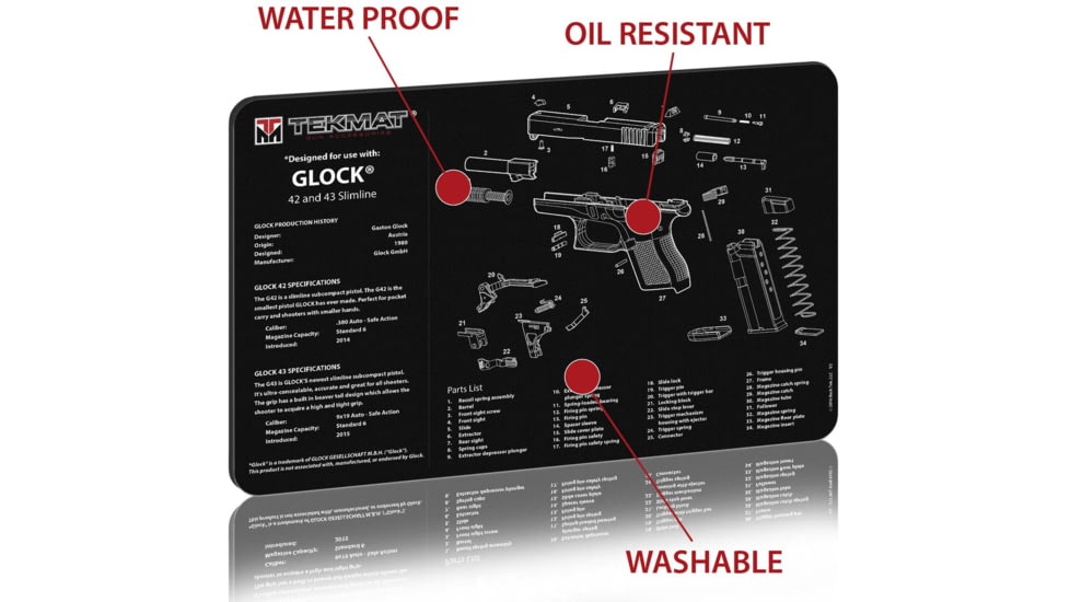 BECK TEK, LLC TEKMAT TEKR20GLOCK4243 Glock 42/43 Ultra Premium Cleaning Mat Pa